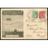 Great Britain - 1911 (Sep 15) London emergency printing envelope in green addressed to India, with