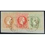 The Austrian Post Office - 1867 Austrian Levant issues on pieces all with complete strikes of the