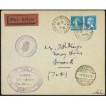 1924-37 Pioneer Flights - 1926 (June 25) Cover to Bucarest with France 25c and 1f cancelled at