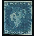 1841 2d Blues - PC Used with blue "68" cancel of Bewdley, four margins, fine and attractive. S.G. £