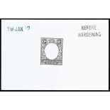 1912-22 King George V Stamps - 1912 6c Frame Die Proof in black on white glazed card, 93x60mm,