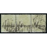 Stamp Issues - 1880 4d Sage-green overprinted Cyprus, mint singles with original gum (2, shades, one