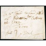 Localities - Falmouth. 1700 (Feb 6) Entire letter from St. Mawes to Exeter with manuscript "ffall3",