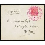 India - 1911 (Feb 18) Cover to England with KEVII 1a tied by a fine strike of the "FIRST AERIAL POST