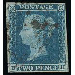 1841 2d Blues - BH with spectacle variety, fine used, four margins. S.G. £1,000. Photo on Page 140.