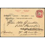 - 1897 Bavaria 10pf reply card, the reply half commercially used back from Zanzibar to Munich