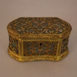 Baroque casket with shaped sides and richly floral decorated open work, wide lower and upper border,