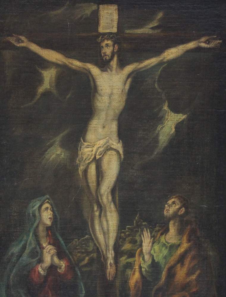 Domínikos Theotokópoulos called El Greco (1541-1614)-attributed, The Crucifixion at Golgata with - Image 3 of 3