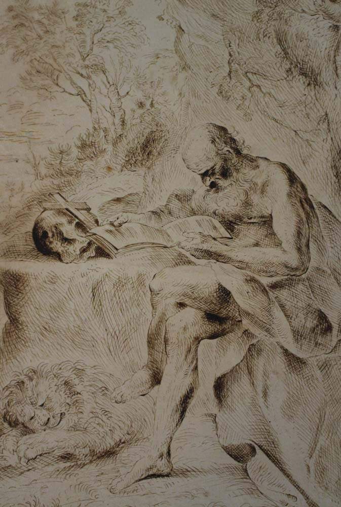 Gaetano Gandolfi (1734–1802)-circle, Saint Marc in the wilderness with the sleeping lion and the - Image 3 of 3