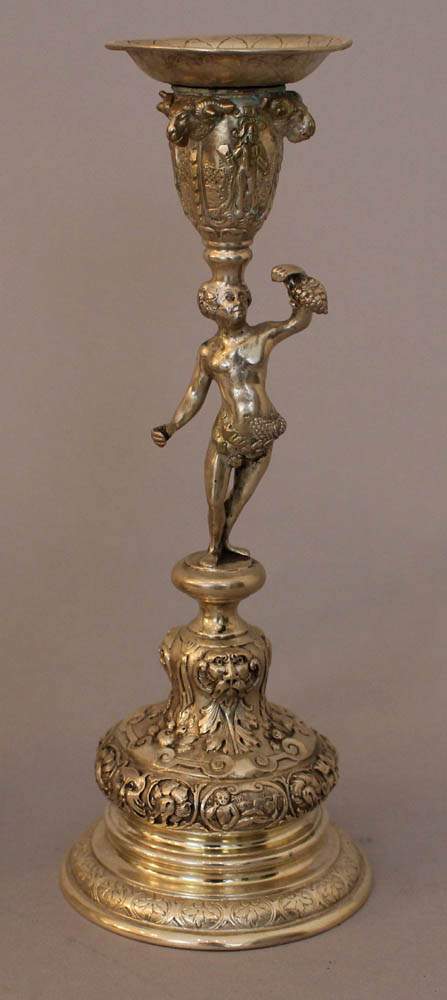 Four season candle sticks, silver with four allegorical figures in the center, each with one spout - Image 2 of 3