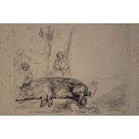 Rembrandt Harmenszoon van Rijn (1606-1669)- Etching, The boar, signed in the stone "Rembrandt F.