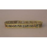 Russian silver box, oval shape with one lid, partly gilded and decorated with floral enamel