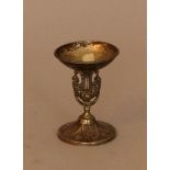 Vienna small empire silver goblet with monogramm JPG, round silver bowl with ornaments, on a lyra