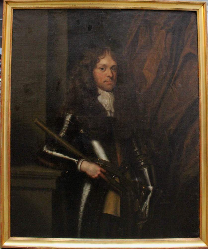 Anthonis van Dyck (1599-1641)-studio, Portrait of a gentleman in armour standing in front of a