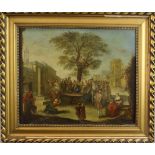 Nicolas Lancret (1690–1743)-follower, Village with people standing around a tree and an official