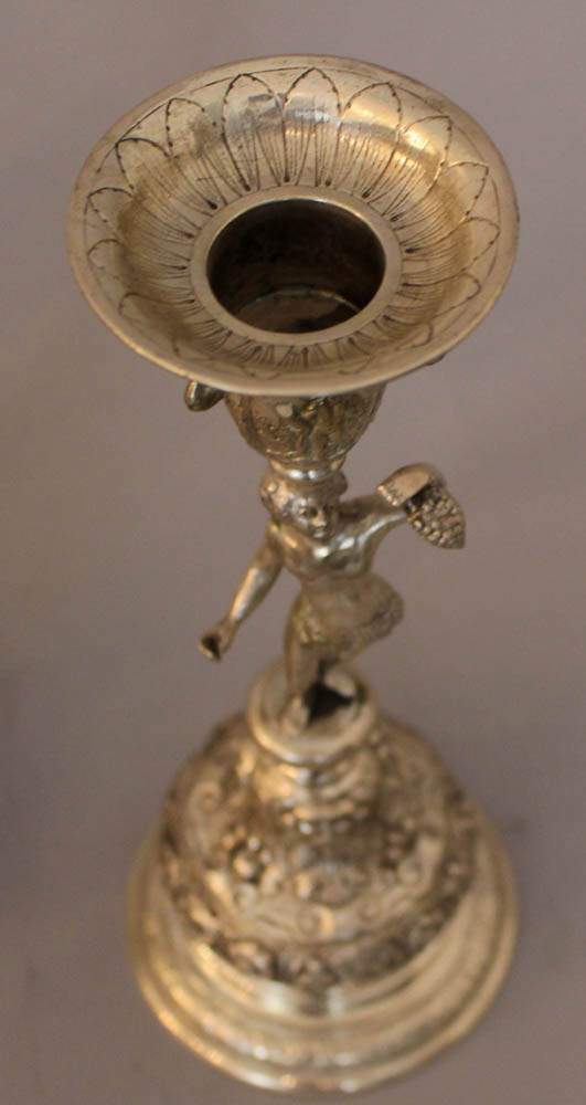 Four season candle sticks, silver with four allegorical figures in the center, each with one spout - Image 3 of 3