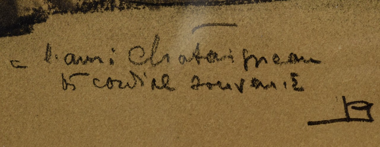 PAUL JOUVE (1878-1973) «Lion» Dessin au crayon noir et estompe sur papier bistre. Signé «Jouve Le - Image 2 of 3