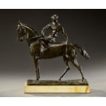 FRANCESCO LA MONACA (1882-1937) Sculpture en bronze à patine brune fi gurant un jockey sur son