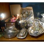 A Collection of Silver-Plate, Flatware & Dolls including Peggy Nisbet.