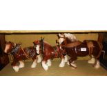 Three Shire Horse Figures.