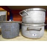 Five Aluminium, Enamel, & Other Cooking Pots, with lids.