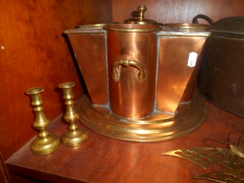 A Copper Drinks Warmer, Oval Fish Kettle, Set of Cast Iron Scales, Pewter Tankards Etc. (Two - Image 5 of 6