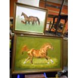 Two Equestrian Oil Paintings: An Oil on Board by M Kennedy,  s.l.l., 50 x 75 cm &  an oil on