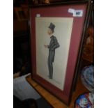 Seven Spy/Vanity Fair Portrait Prints, in wine-coloured mounts.