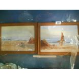 A Pair of Coastal Watercolours by S. Henshaw (20th Century).