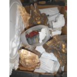 A Box of Plaster Architectural Elements & Cherubs.