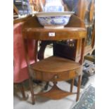 A George III Mahogany and Inlaid Corner Washstand.