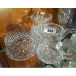 Three Pieces of Waterford Crystal; jam pot, milk jug & sugar bowl (3).