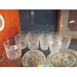 Ten Waterford Crystal Tumblers in two patterns.