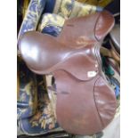 A Brown Leather Saddle.