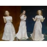 Three Royal Doulton Figures, 'Welcome', 'Embrace' & 'Sentiments Greetings'.