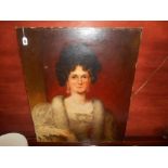 A 19th Century Oil on Canvas Lady in Evening Dress Wearing Pearls Unsigned, mounted, 30 x 25ins.