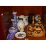 A Shelf of Ceramics including part trinket sets.