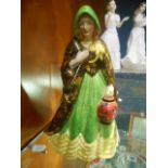 A Tuscan China Figure, 'The Lady of the Lamp', potted by Plant.