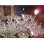 A Part Suite of Waterford Crystal 'Tramore Cut' Glasses, including six small & two large tumblers,