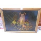 An Oil on Paper Laid on Board Attributed to Lionel Crawshaw Still Life with Vase and Fruit.