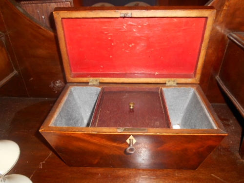 A 19th Century Mahogany & String Inlaid Sarcophagus Tea Caddy. - Image 2 of 4