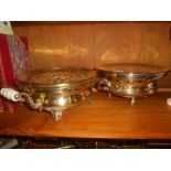 Two Decorative Brass Food/Plate Warmers.