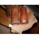 A Pair of Vintage Jodhpurs Made by Moss Bros. & Co., together with a Pair of Brown Leather Gaiters