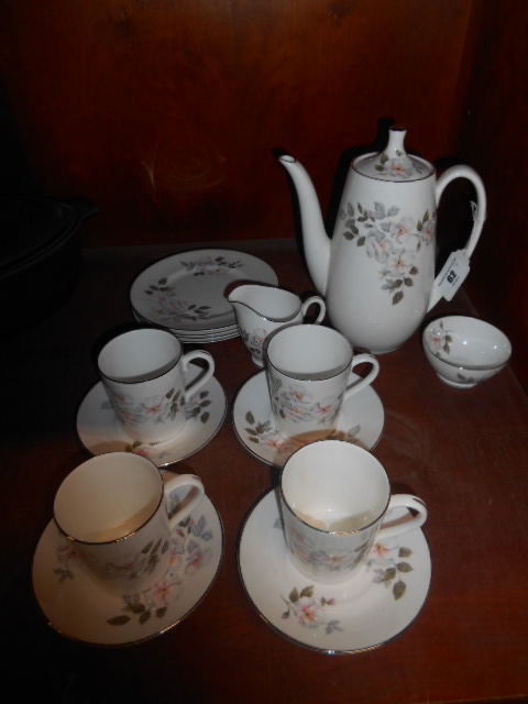 A Royal Adderley 'Silver Rose' Pattern Coffee Service, four place setting, including coffee pot.