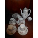 A Royal Adderley 'Silver Rose' Pattern Coffee Service, four place setting, including coffee pot.