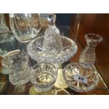 Three Small Pieces of Waterford Crystal; a Tramore pattern salt dish, dish & bud vase, together with