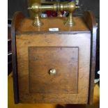 A Late 19th Century Oak Sloping Front Coal Scuttle, with shovel.