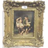 A CLASSICAL PICTURE ON A PORCELAIN PLAQUE WITH SIGNATURE VERSO. 8ins X 6ins.