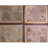 JOHN SPEED, FOUR ANTIQUE HAND COLOURED MAPS, THE PROVINCES OF IRELAND, FRAMED. 1610.