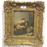 A CLASSICAL PICTURE ON A PORCELAIN PLAQUE WITH SIGNATURE VERSO. 8ins X 6ins